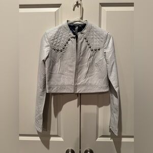 $498 NWT Affliction Black Premium Laila Cropped Jacket // Medium